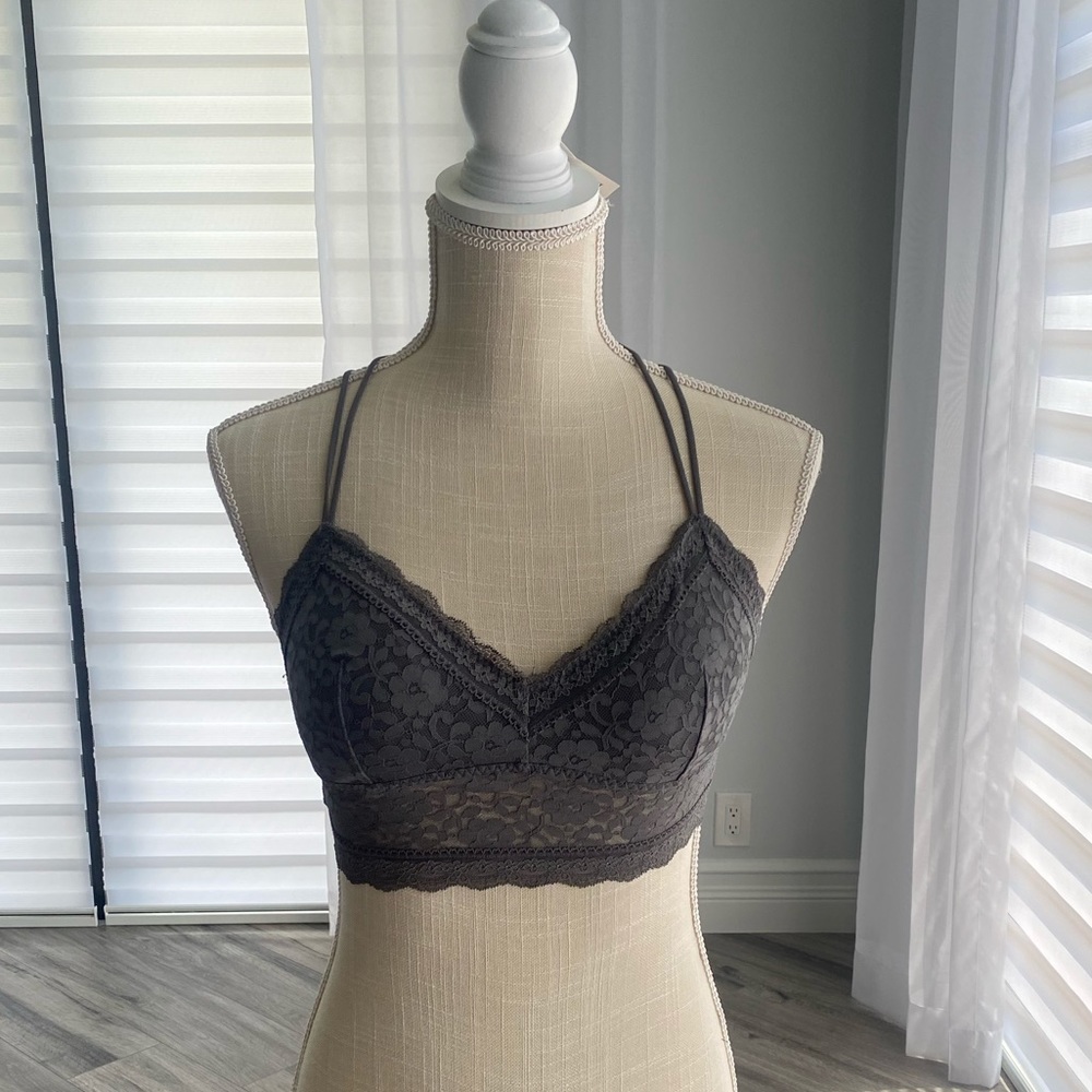 Silver/Gray Gilly Hicks Padded Lace Bralette